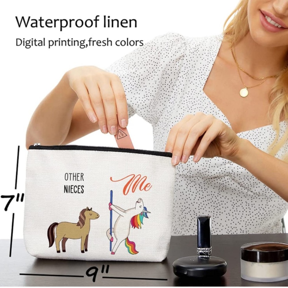Other Aunties, Me Unicorn Waterproof Linen Makeup Bag